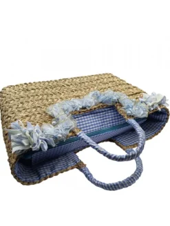 Kiara Shoes Borsa in Paglia con Fiori... Turchese