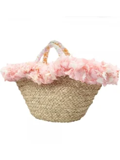 Kiara Shoes BORSA IN VIMINI CON BORDO A... Rosa New