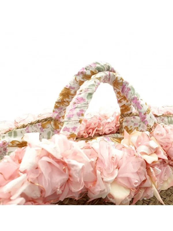 Kiara Shoes BORSA IN VIMINI CON BORDO A... Rosa New