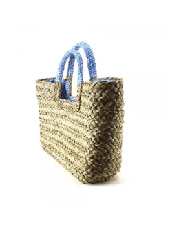 Kiara Shoes BORSA IN VIMINI INTRECCIATA... Turchese Outlet