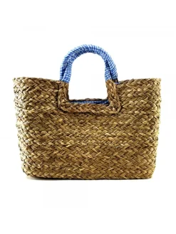 Kiara Shoes BORSA IN VIMINI INTRECCIATA... Turchese Outlet