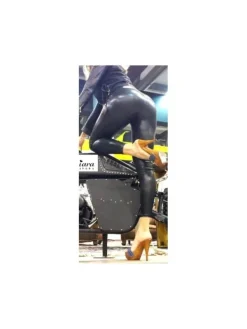 Kiara Shoes LEGGING EFFETTO PELLE Nero Outlet