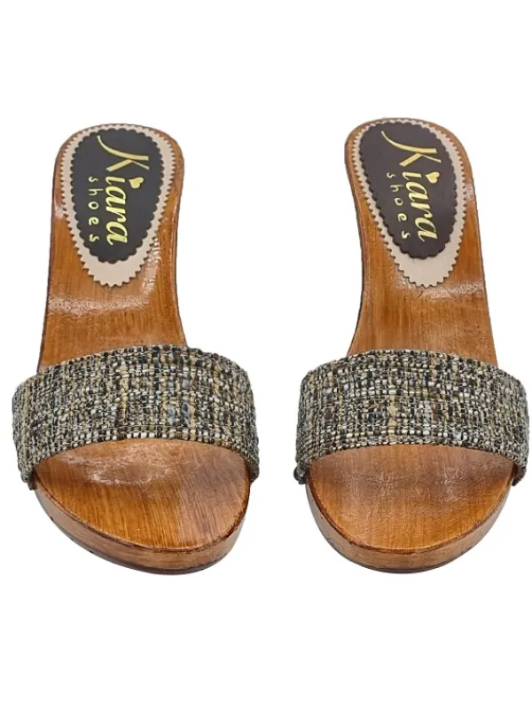 Kiara Shoes MULES CON FASCIA TWEED... Marrone Online