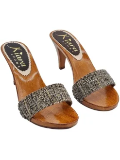 Kiara Shoes MULES CON FASCIA TWEED... Marrone Online