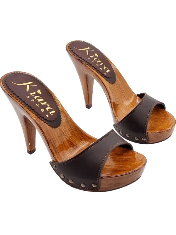 Kiara Shoes MULES MARRONI IN PELLE CON... Marrone Sale