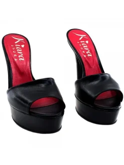 Kiara Shoes SABOT IN VERA PELLE NERA... Nero Hot