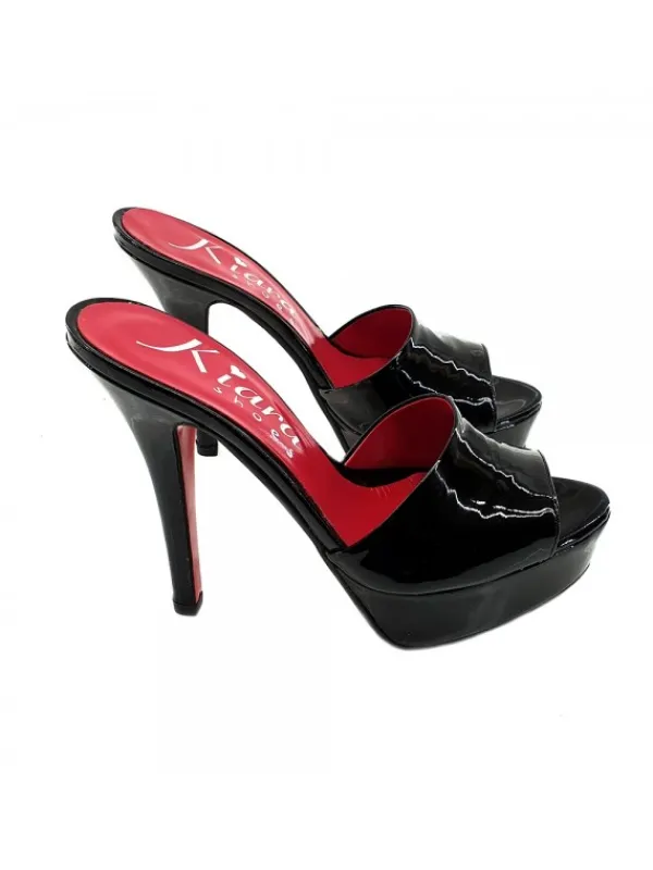 Kiara Shoes SABOT IN VERNICE NERA FINO... Nero Best
