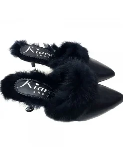 Kiara Shoes SABOT CON PELLICCIOTTO Nero Clearance