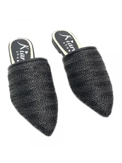 Kiara Shoes SABOT IN RAFIA Nero Outlet