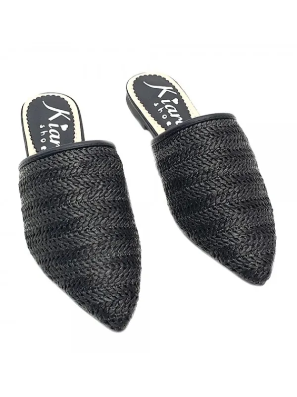 Kiara Shoes SABOT IN RAFIA Nero Outlet