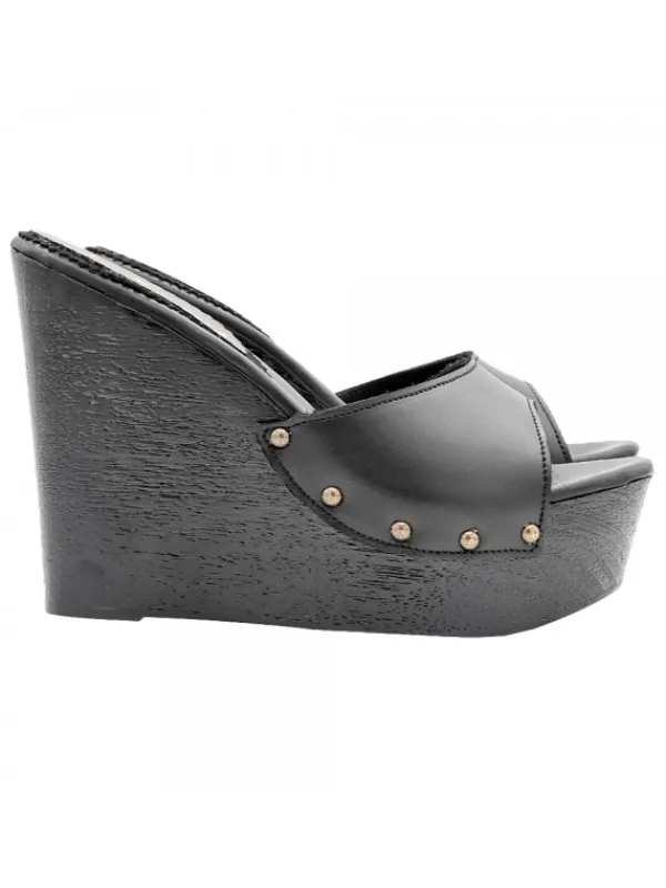 Kiara Shoes SANDALI A ZEPPA NERI IN... Nero Clearance