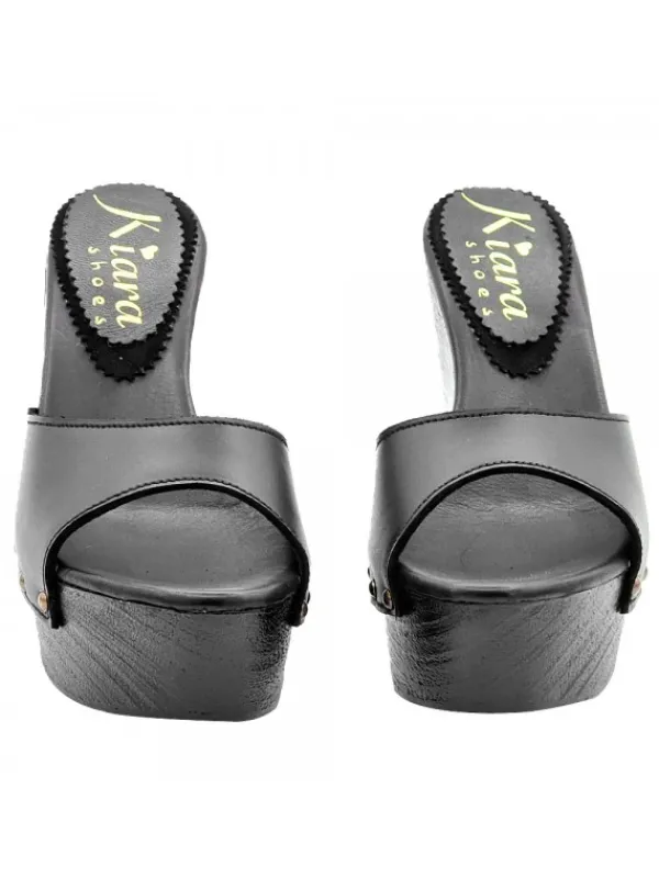 Kiara Shoes SANDALI A ZEPPA NERI IN... Nero Clearance