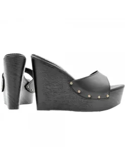 Kiara Shoes SANDALI A ZEPPA NERI IN... Nero Clearance