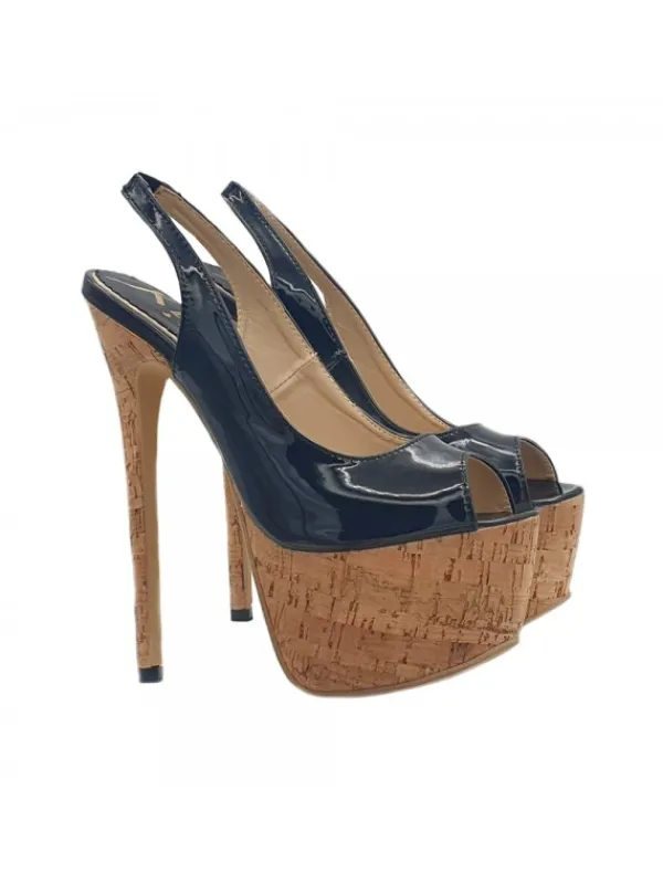 Kiara Shoes SANDALI ALTI IN SUGHERO... Nero