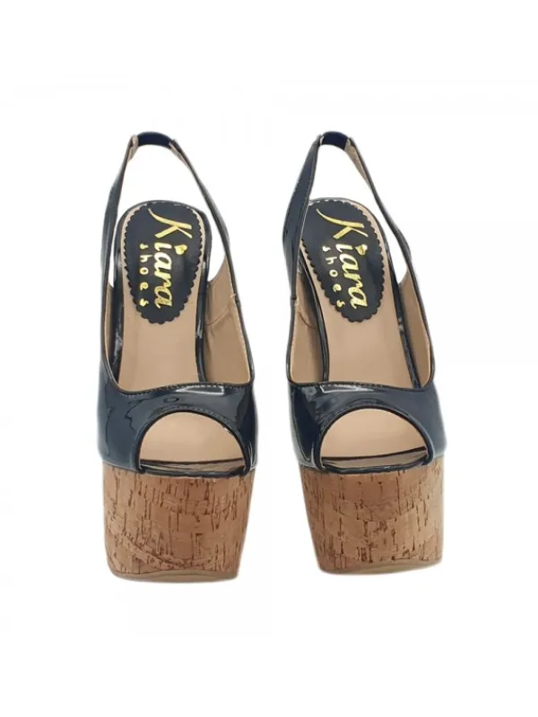 Kiara Shoes SANDALI ALTI IN SUGHERO... Nero