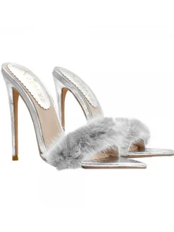 Kiara Shoes SANDALI A PUNTA CON... Argento New