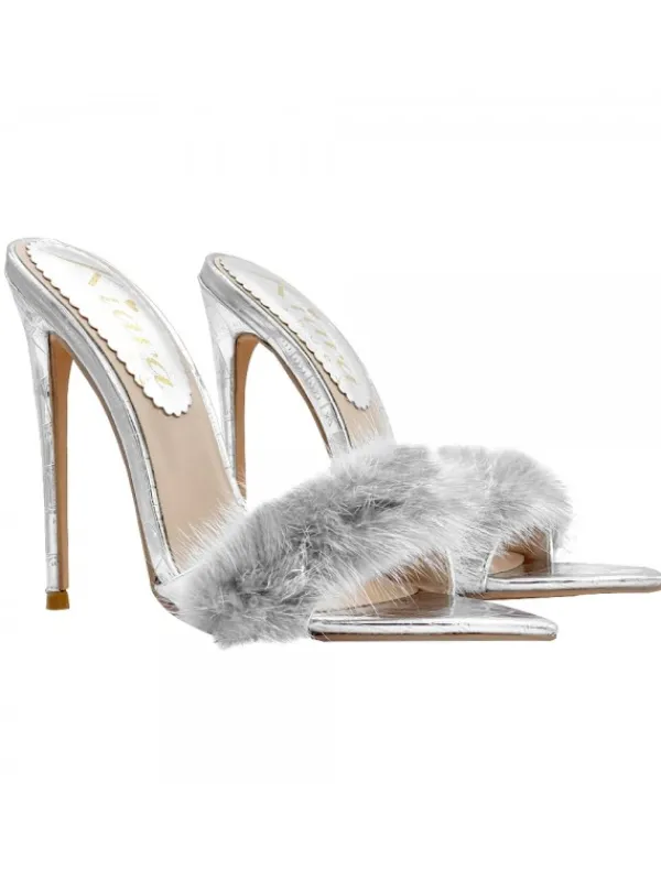 Kiara Shoes SANDALI A PUNTA CON... Argento New