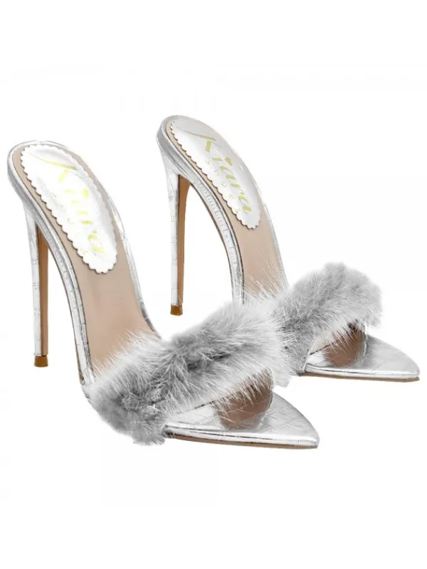 Kiara Shoes SANDALI A PUNTA CON... Argento New