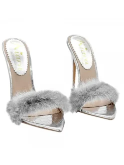 Kiara Shoes SANDALI A PUNTA CON... Argento New