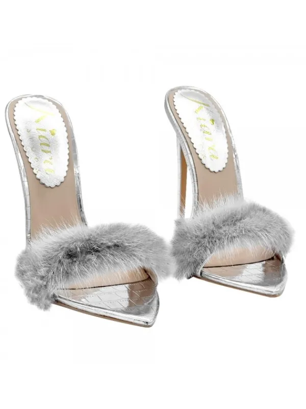 Kiara Shoes SANDALI A PUNTA CON... Argento New