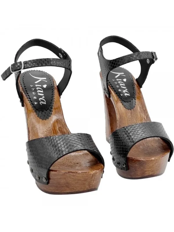 Kiara Shoes Sandali Artigianali in... Nero New