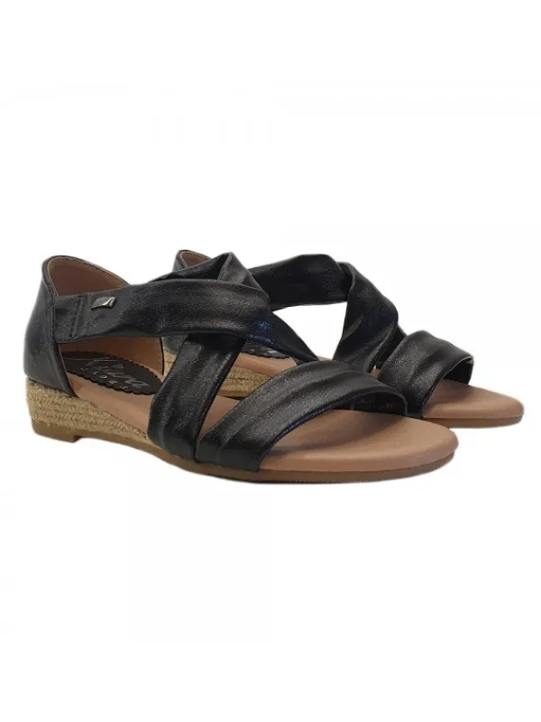Kiara Shoes SANDALI BASSI NERI CON... Nero