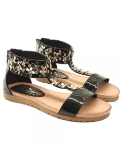 Kiara Shoes SANDALI BASSI NERI CON... Nero Discount