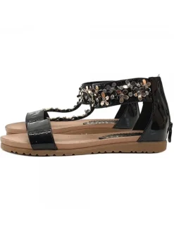 Kiara Shoes SANDALI BASSI NERI CON... Nero Discount