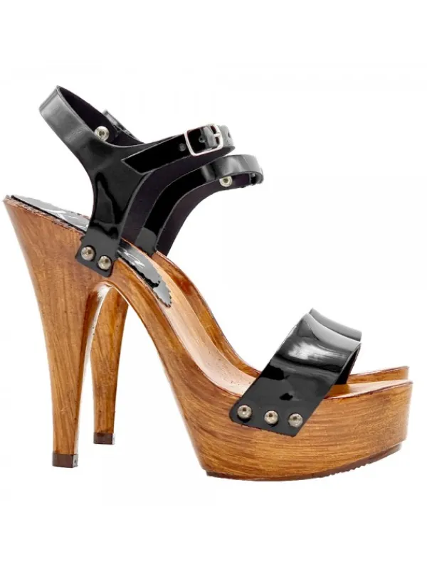 Kiara Shoes SANDALI NERI IN VERNICE CON... Nero Best