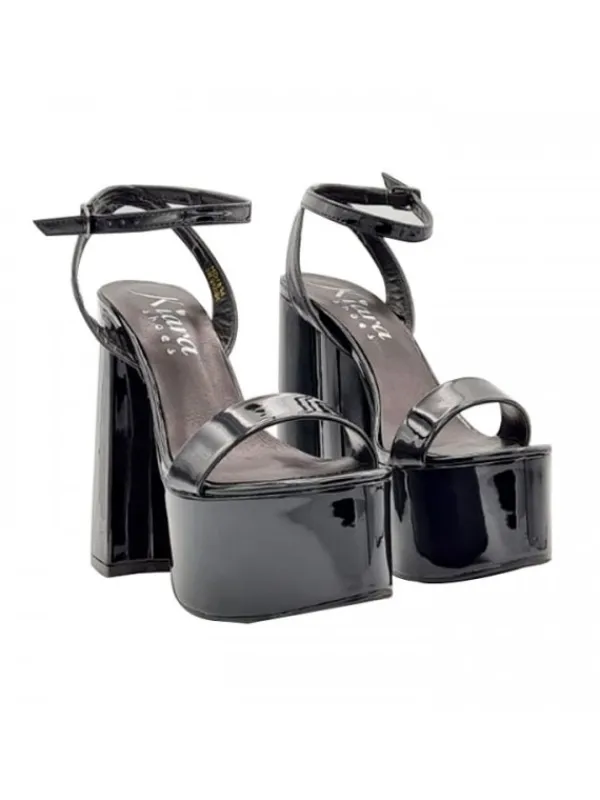 Kiara Shoes SANDALI NERI IN VERNICE CON... Nero Discount