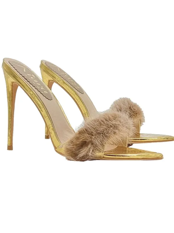 Kiara Shoes Sandali a punta con... Oro Discount