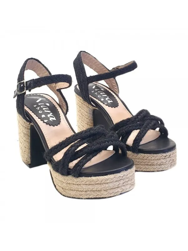 Kiara Shoes SANDALI SEXY IN CORDA CON... Nero Outlet