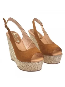 Kiara Shoes SANDALI ZEPPA MARRONE CON... Cuoio Hot