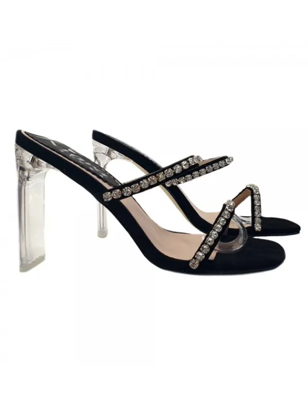 Kiara Shoes SANDALO CRYSTAL CON STRASS... Nero Hot