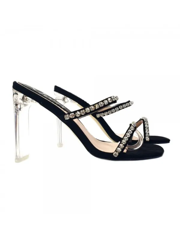 Kiara Shoes SANDALO CRYSTAL CON STRASS... Nero Hot
