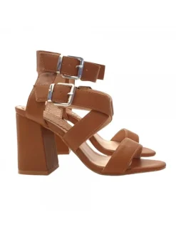Kiara Shoes SANDALO DA DONNA CON DOPPIO... Cammello New