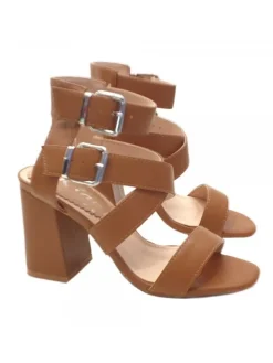 Kiara Shoes SANDALO DA DONNA CON DOPPIO... Cammello New