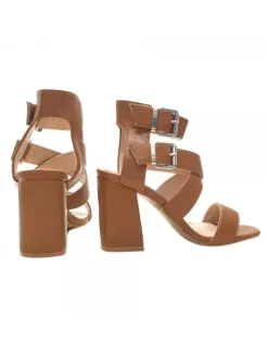 Kiara Shoes SANDALO DA DONNA CON DOPPIO... Cammello New