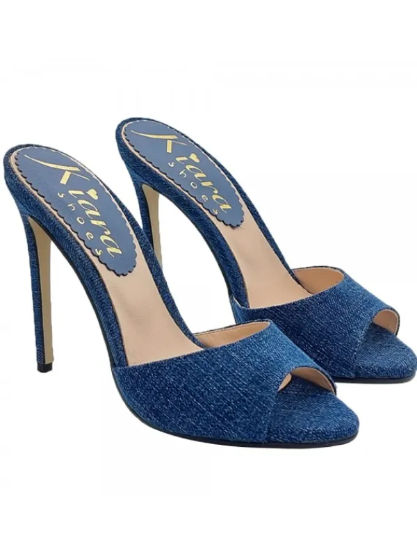 Kiara Shoes SANDALO IN DENIM SCURO CON... Sale