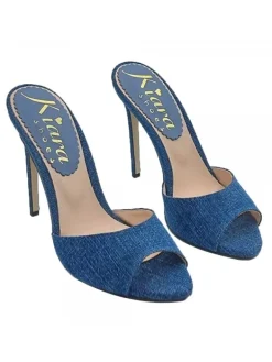 Kiara Shoes SANDALO IN DENIM SCURO CON... Sale