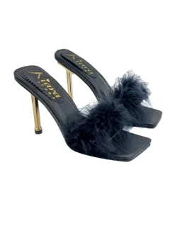 Kiara Shoes SANDALO CON PELLICCIA... Nero New