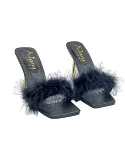 Kiara Shoes SANDALO CON PELLICCIA... Nero New