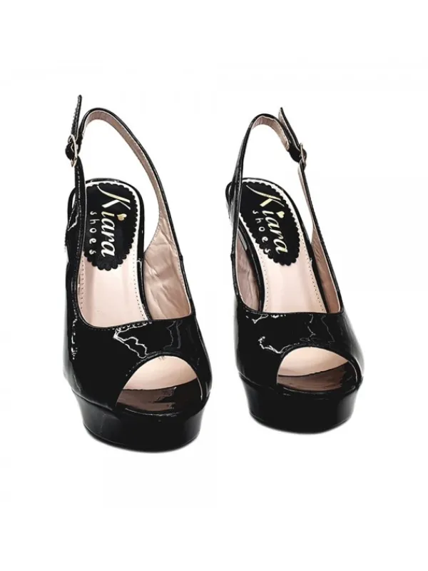Kiara Shoes SANDALO IN VERNICE... Nero New