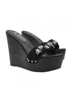 Kiara Shoes ZEPPA NERA CON TESCHI... Nero Discount