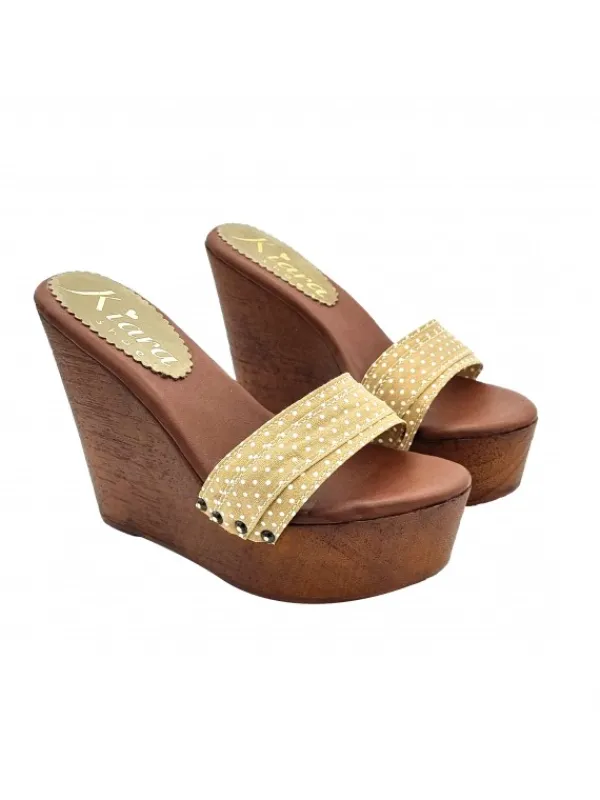 Kiara Shoes ZEPPE ALTE A POIS COLOR Taupe Hot