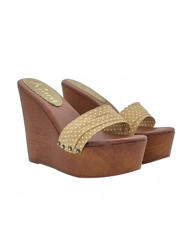 Kiara Shoes ZEPPE ALTE A POIS COLOR Taupe Hot