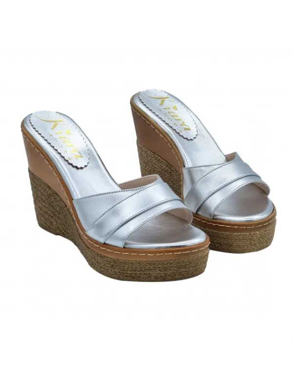 Kiara Shoes ZEPPE IN PELLE CON... Argento Clearance