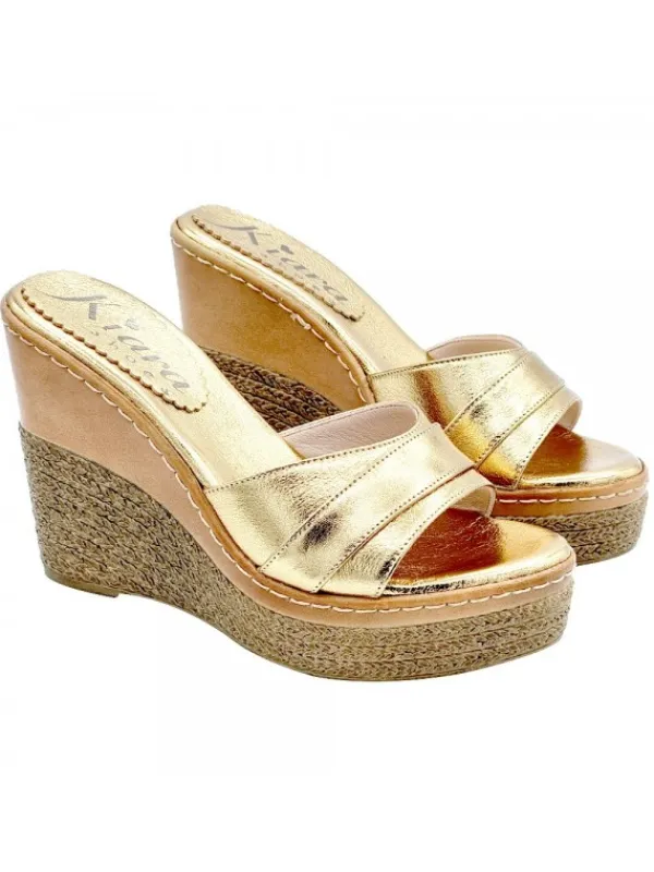 Kiara Shoes ZEPPE IN PELLE CON... Oro Clearance