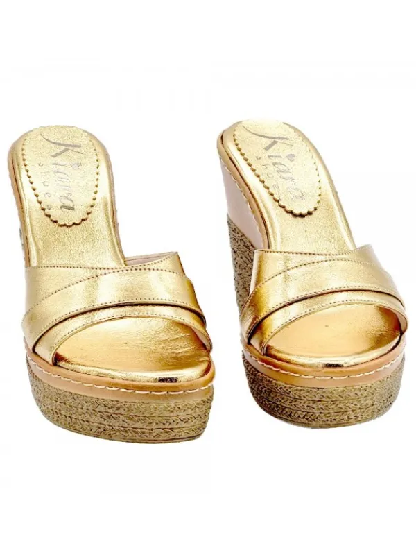 Kiara Shoes ZEPPE IN PELLE CON... Oro Clearance