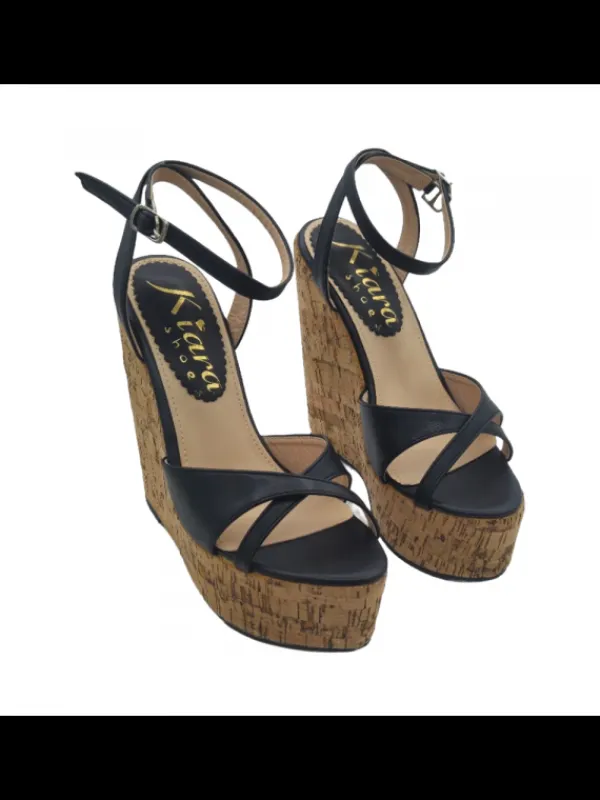 Kiara Shoes ZOCCOLI A ZEPPA IN SUGHERO... Nero Sale
